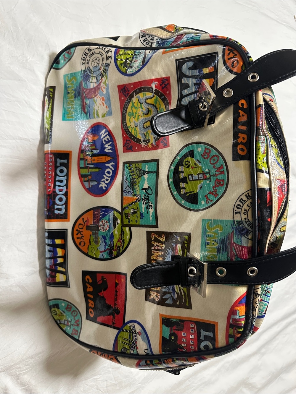 VTG Nick & Nora Around The World Travel Cosmetic Bag Y2K Clear Vinyl Purse
